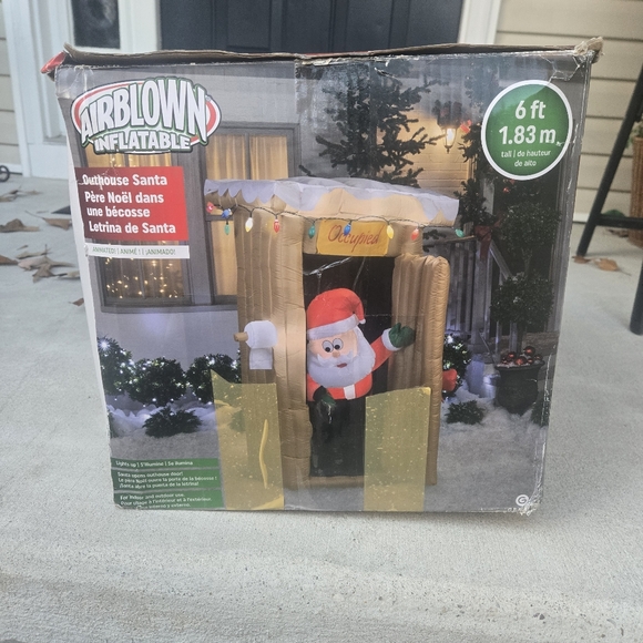 Airblown Santa Pooping Outhouse Christmas Inflatable 6ft Animated LED Light - Picture 2 of 14